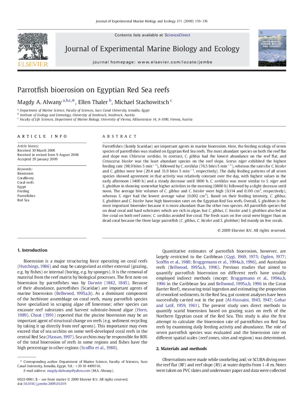 Parrotfish bioerosion on Egyptian Red Sea reefs