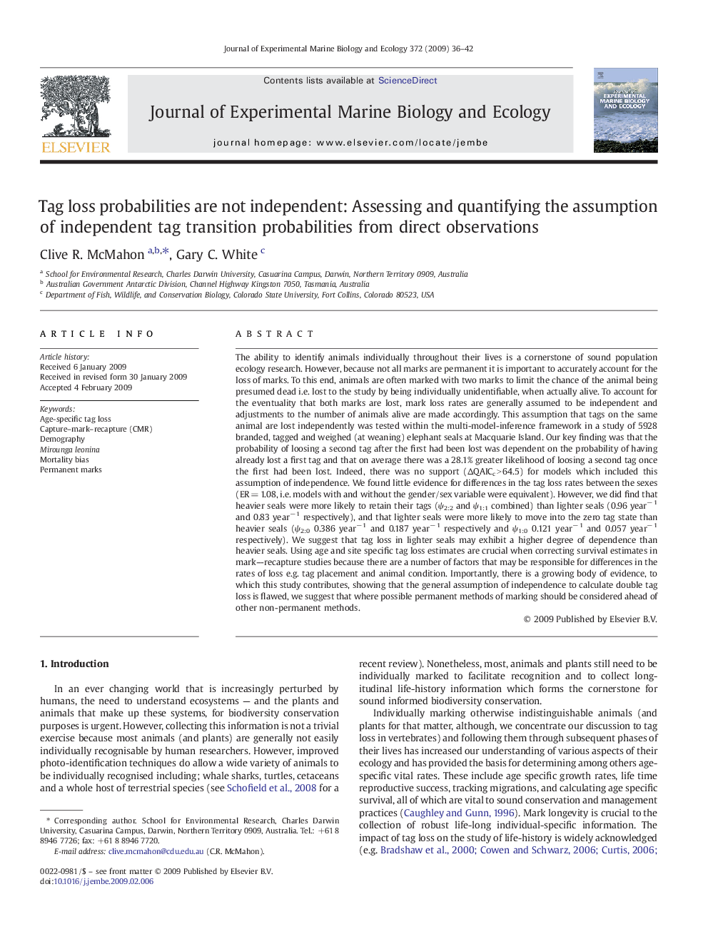 Tag loss probabilities are not independent: Assessing and quantifying the assumption of independent tag transition probabilities from direct observations