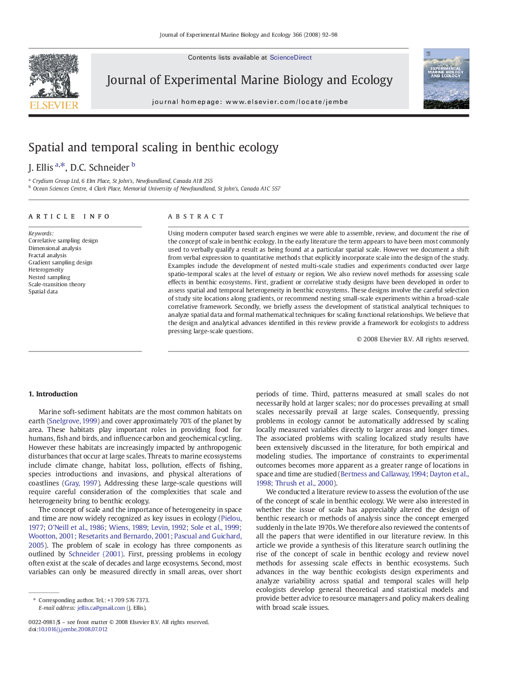 Spatial and temporal scaling in benthic ecology