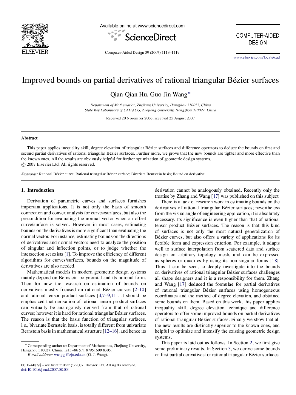 Improved bounds on partial derivatives of rational triangular Bézier surfaces