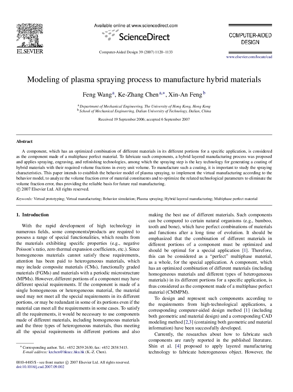 Modeling of plasma spraying process to manufacture hybrid materials