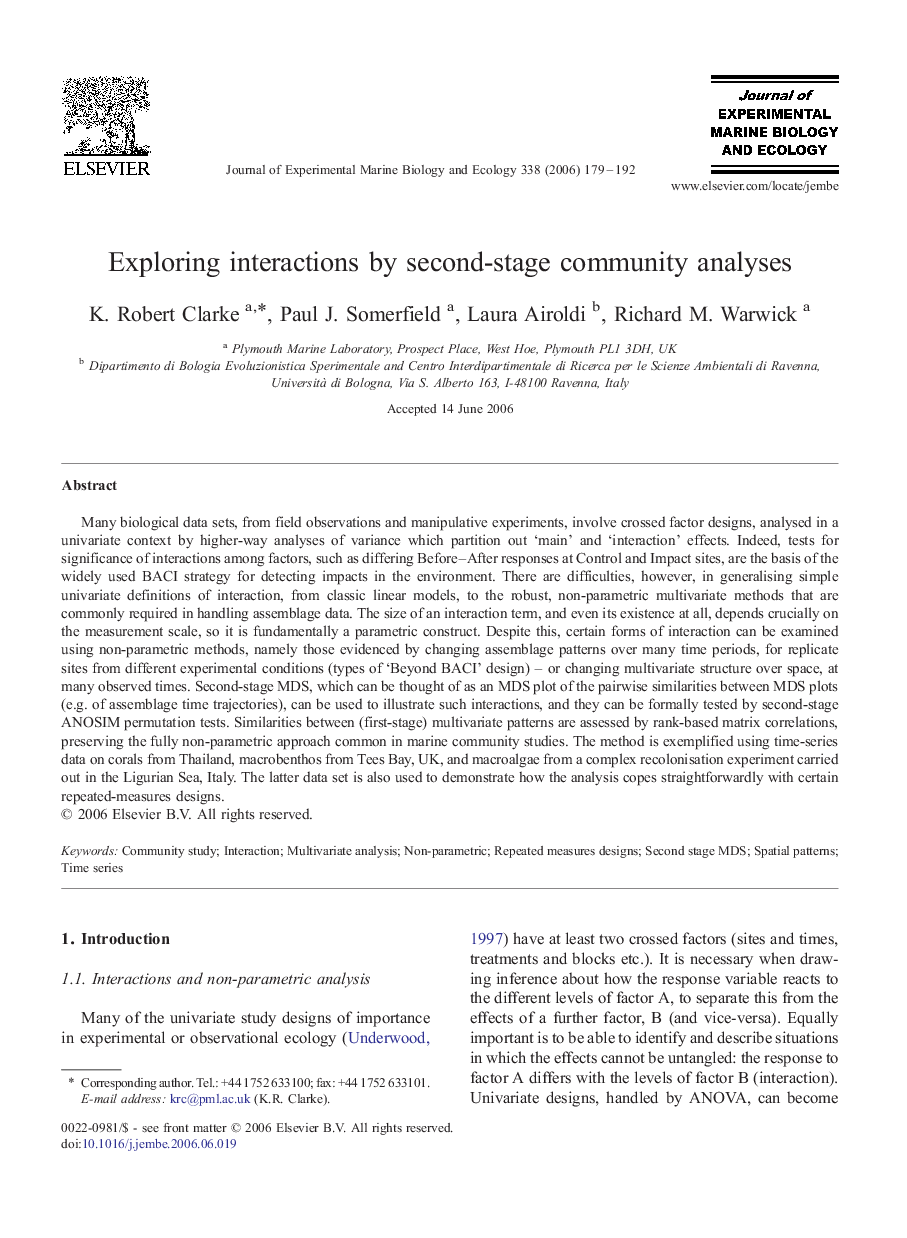 Exploring interactions by second-stage community analyses