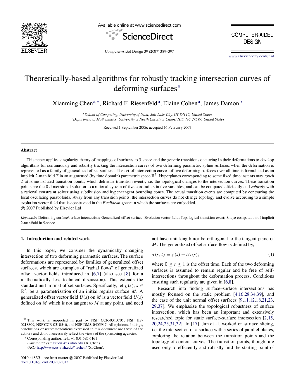 Theoretically-based algorithms for robustly tracking intersection curves of deforming surfaces 