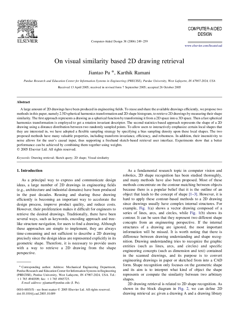 On visual similarity based 2D drawing retrieval