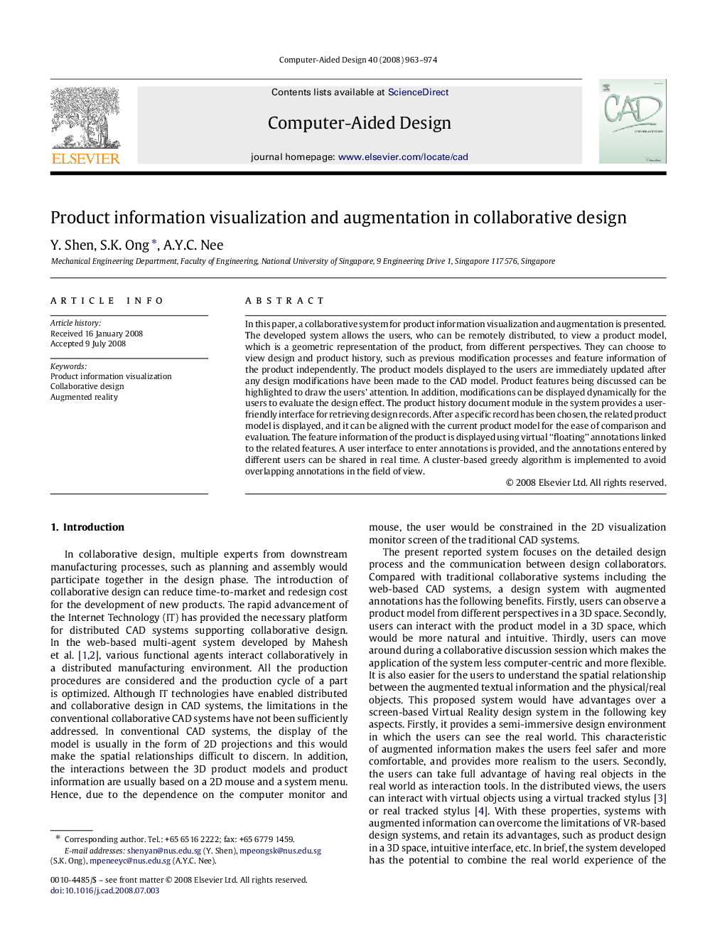 Product information visualization and augmentation in collaborative design