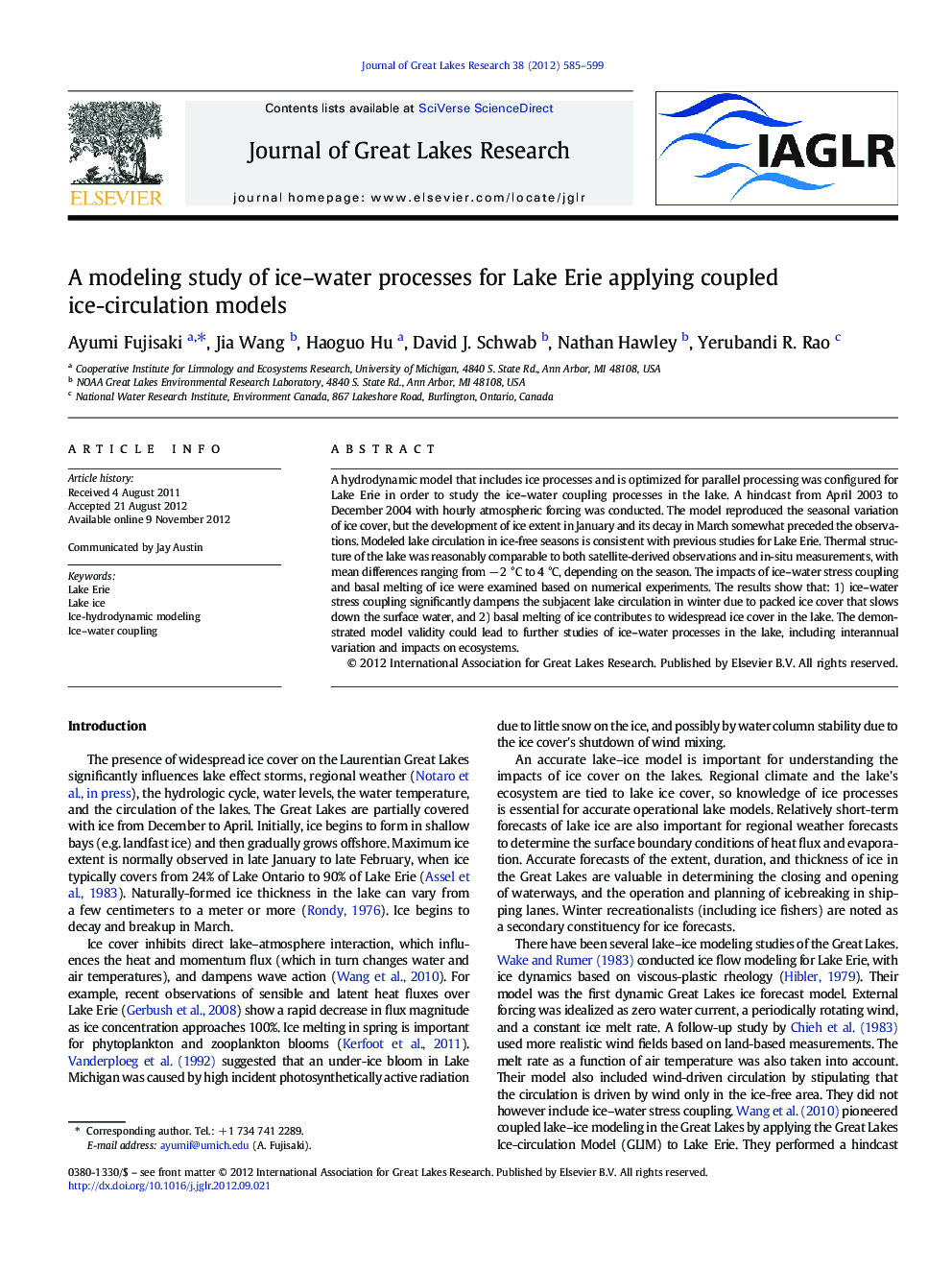 A modeling study of ice–water processes for Lake Erie applying coupled ice-circulation models