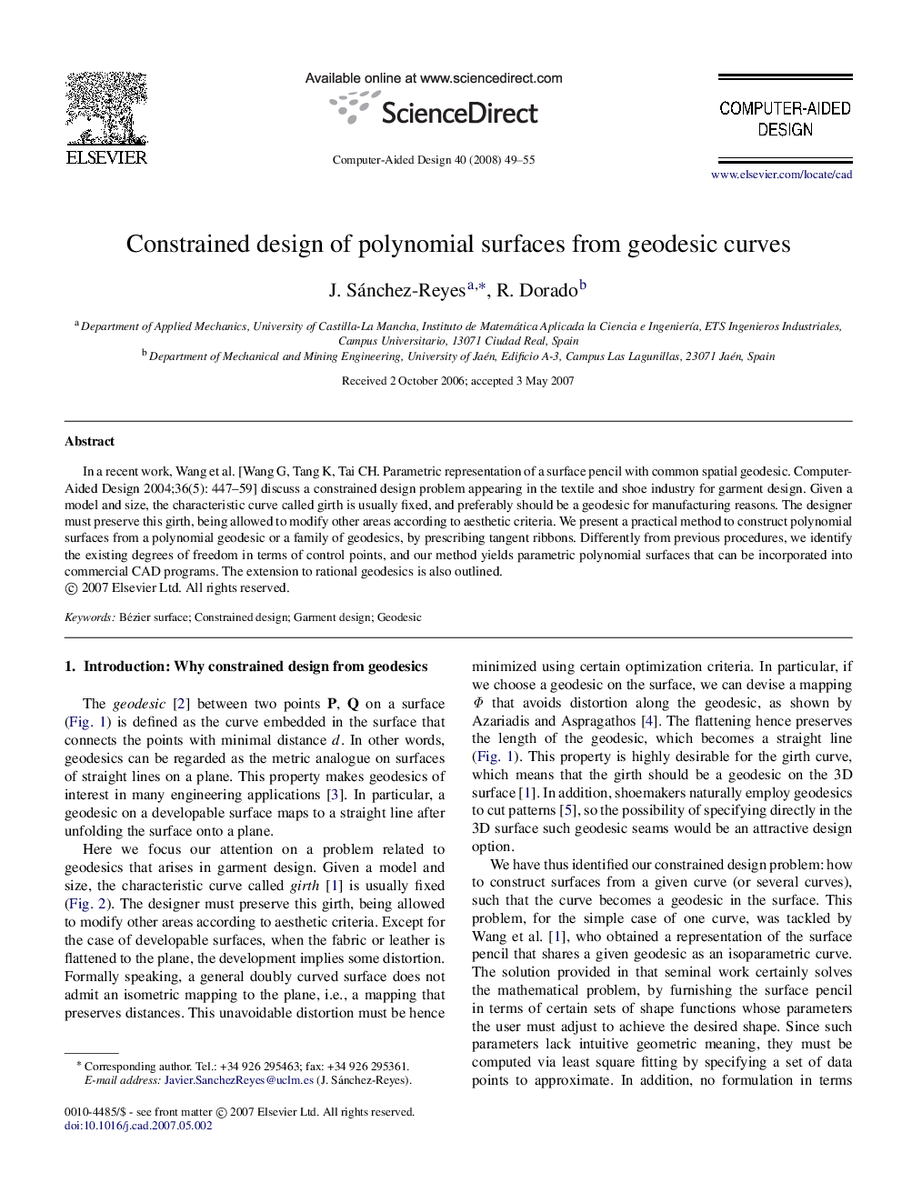 Constrained design of polynomial surfaces from geodesic curves