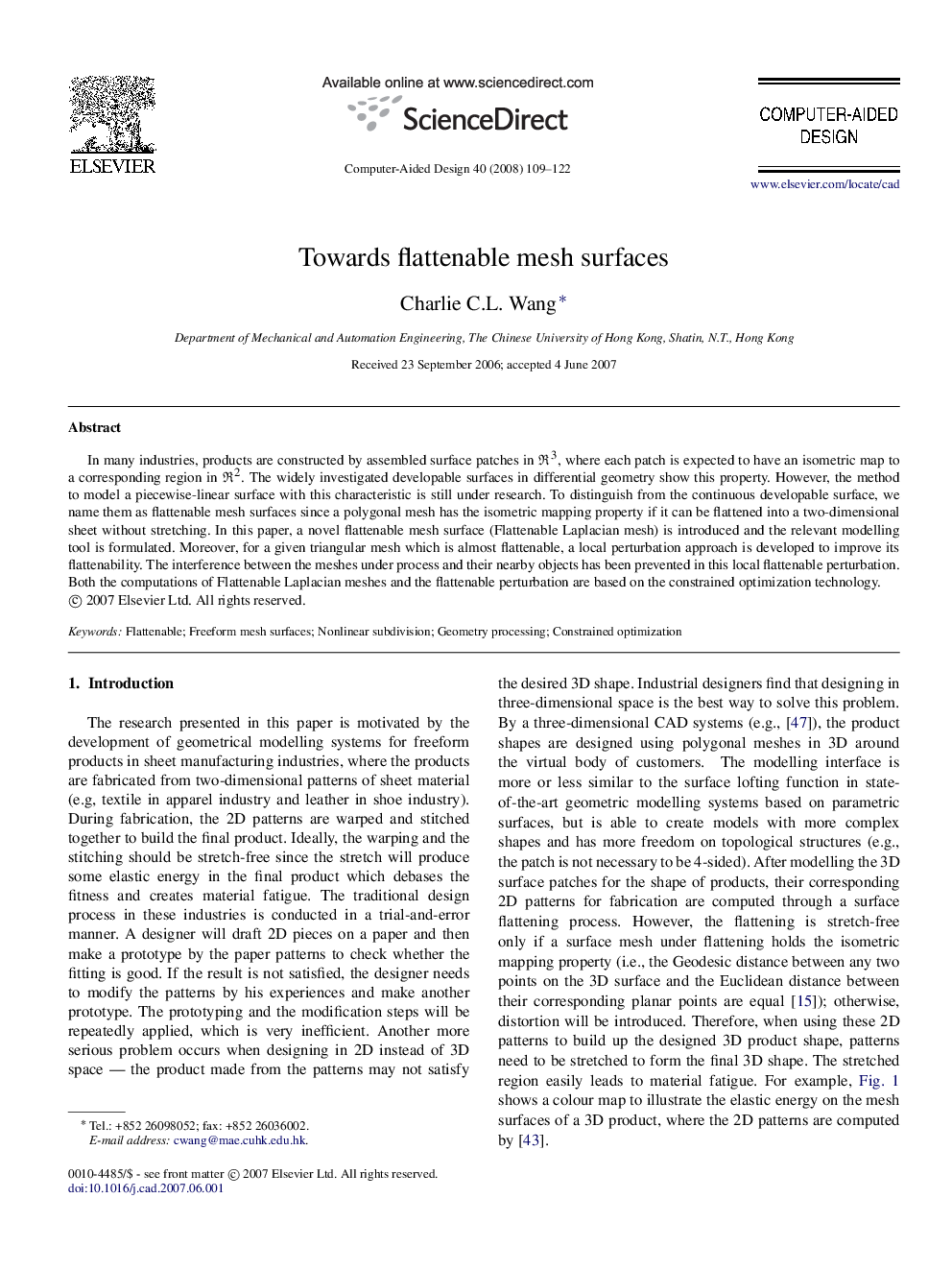 Towards flattenable mesh surfaces