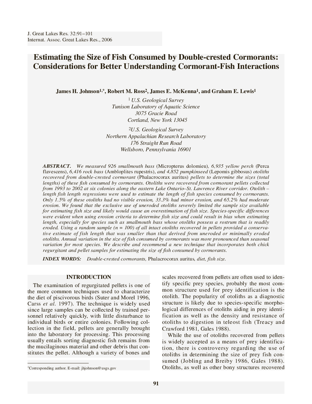 Estimating the Size of Fish Consumed by Double-crested Cormorants: Considerations for Better Understanding Cormorant-Fish Interactions