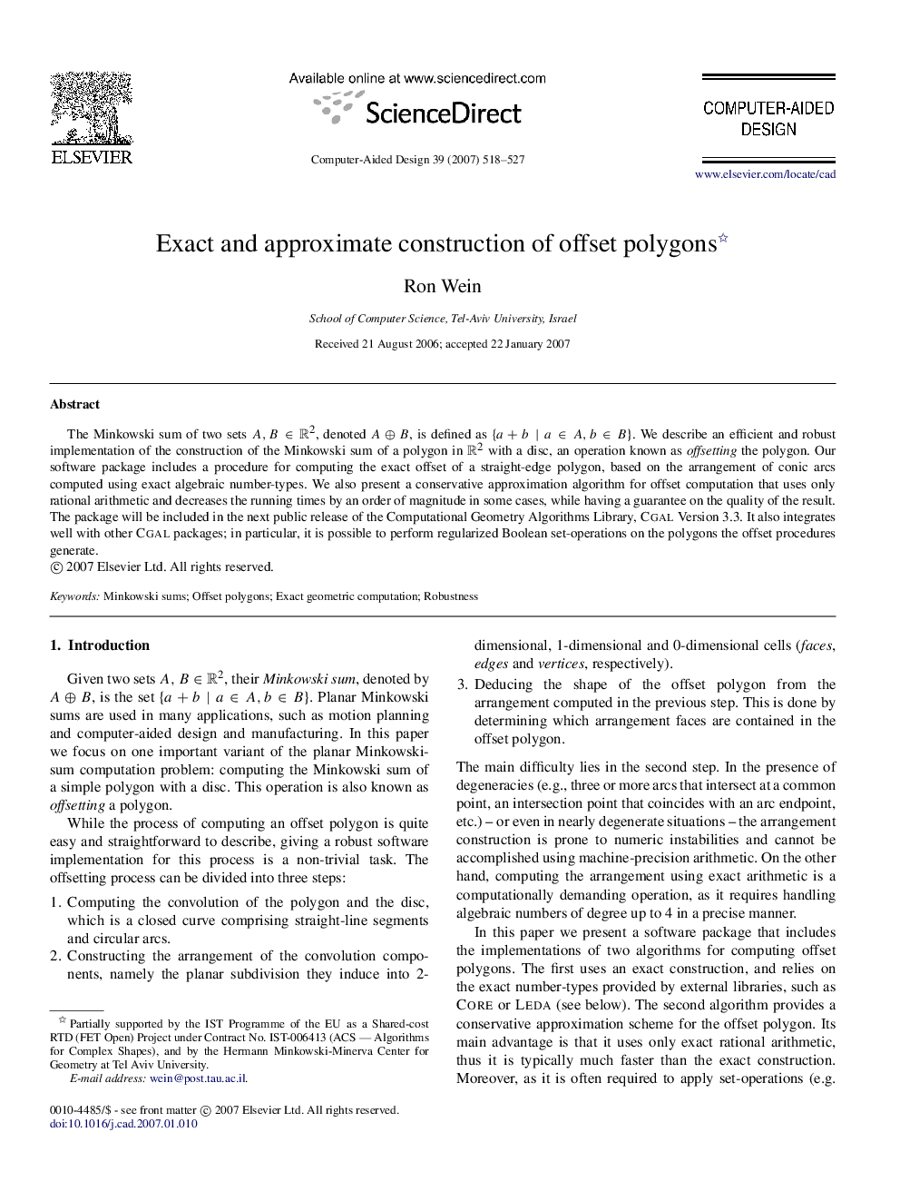 Exact and approximate construction of offset polygons 