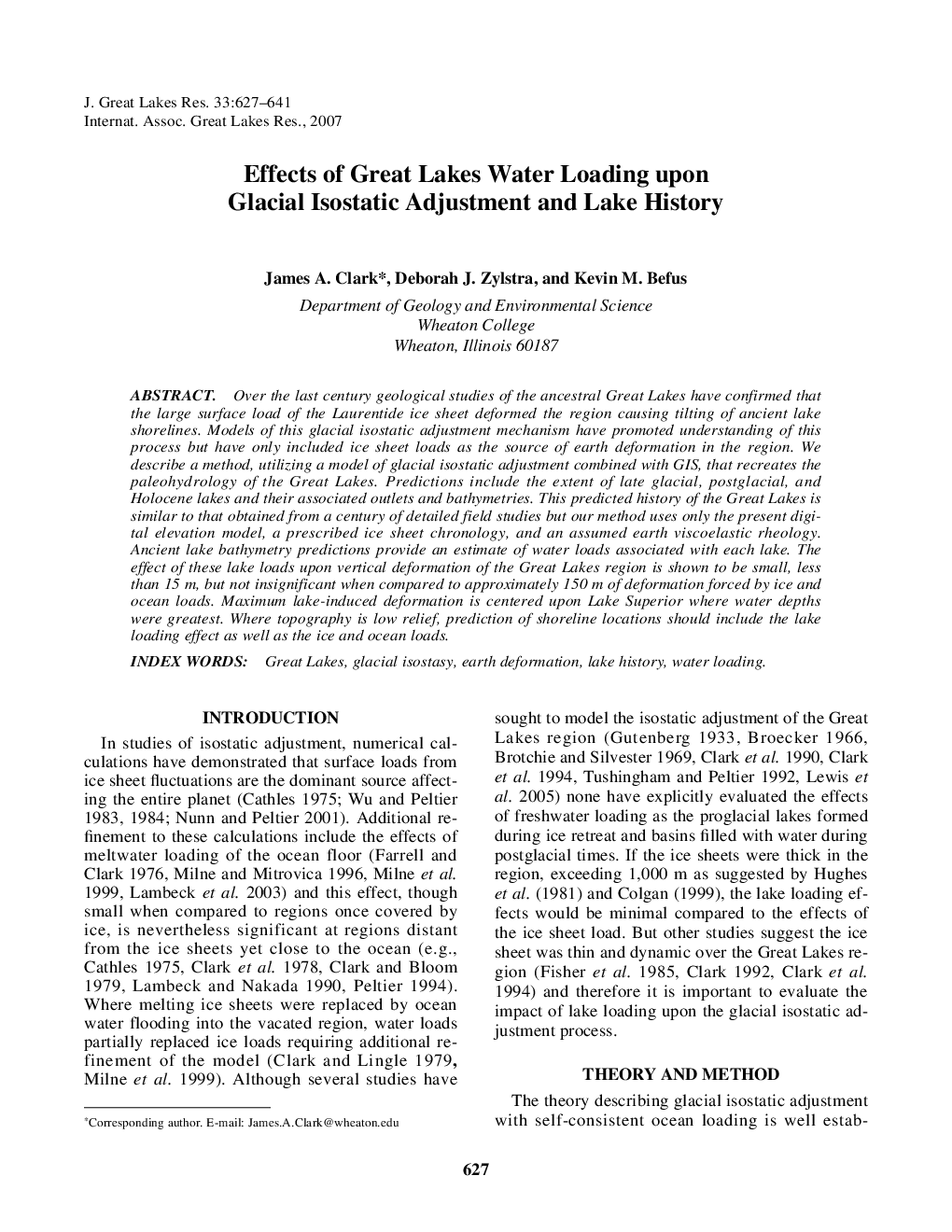 Effects of Great Lakes Water Loading upon Glacial Isostatic Adjustment and Lake History