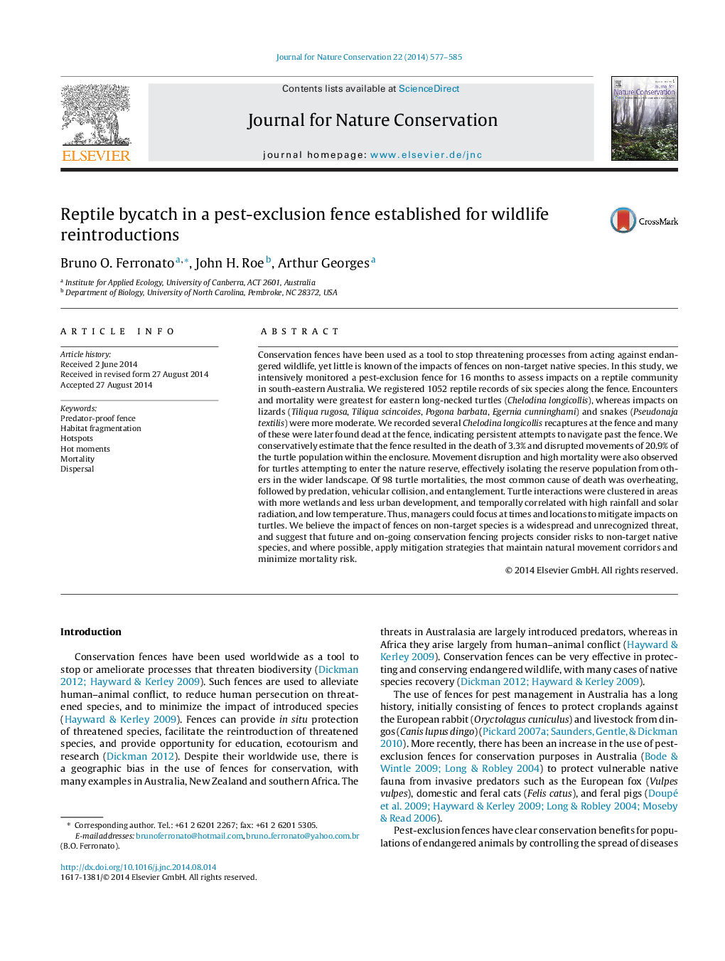 Reptile bycatch in a pest-exclusion fence established for wildlife reintroductions