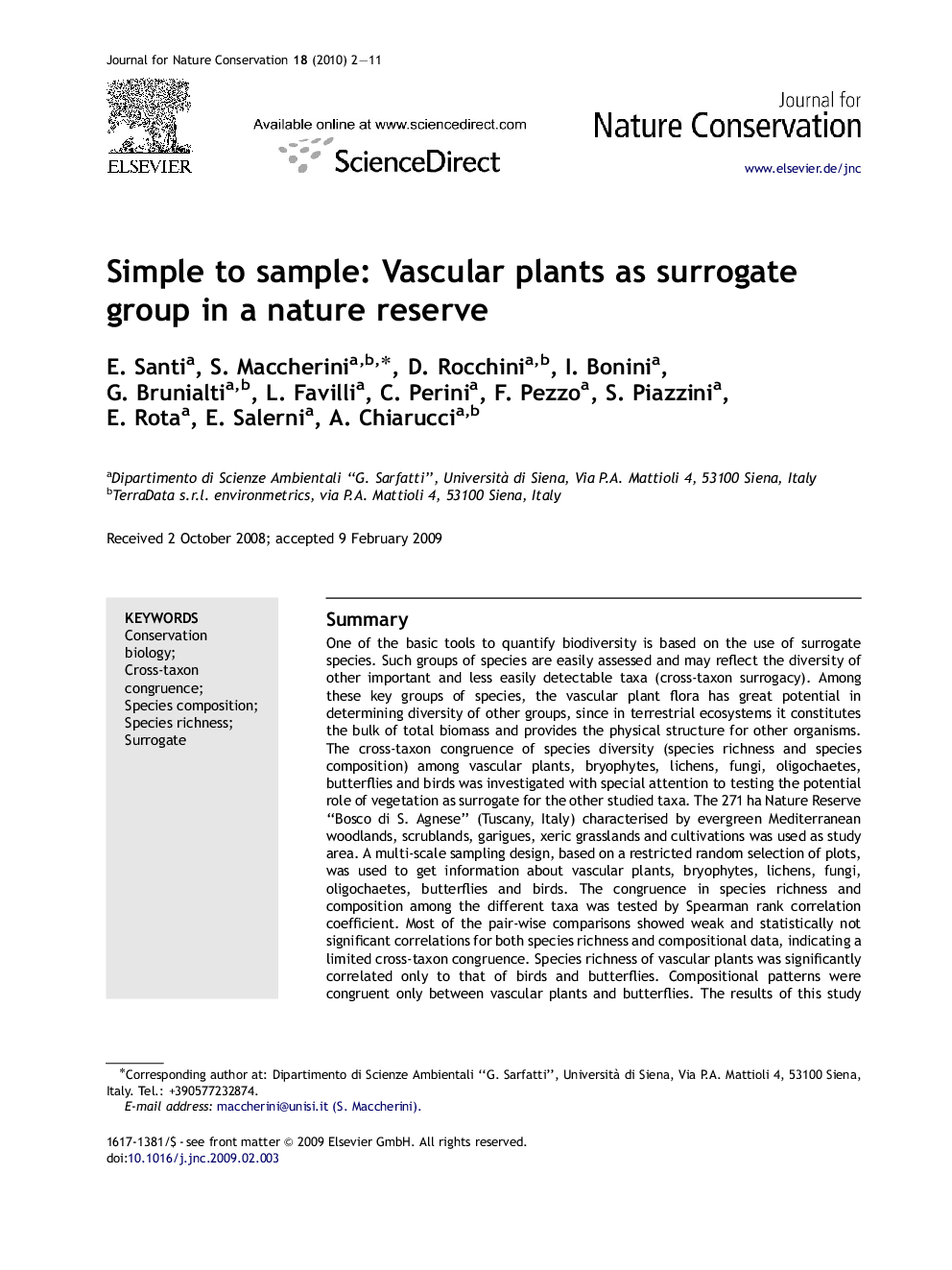 Simple to sample: Vascular plants as surrogate group in a nature reserve