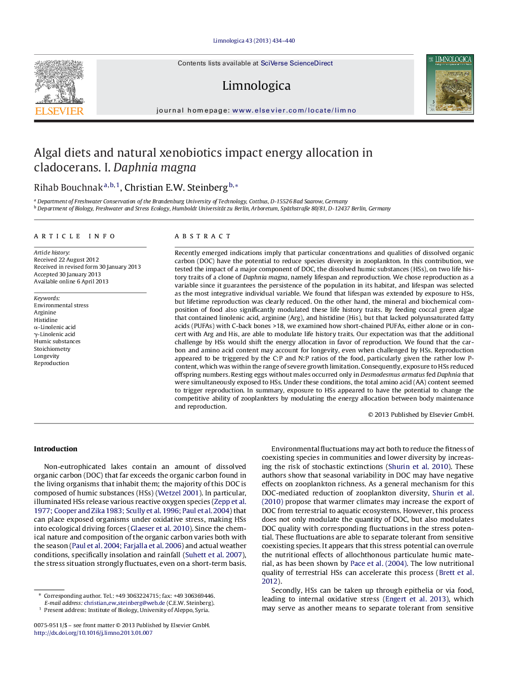 Algal diets and natural xenobiotics impact energy allocation in cladocerans. I. Daphnia magna