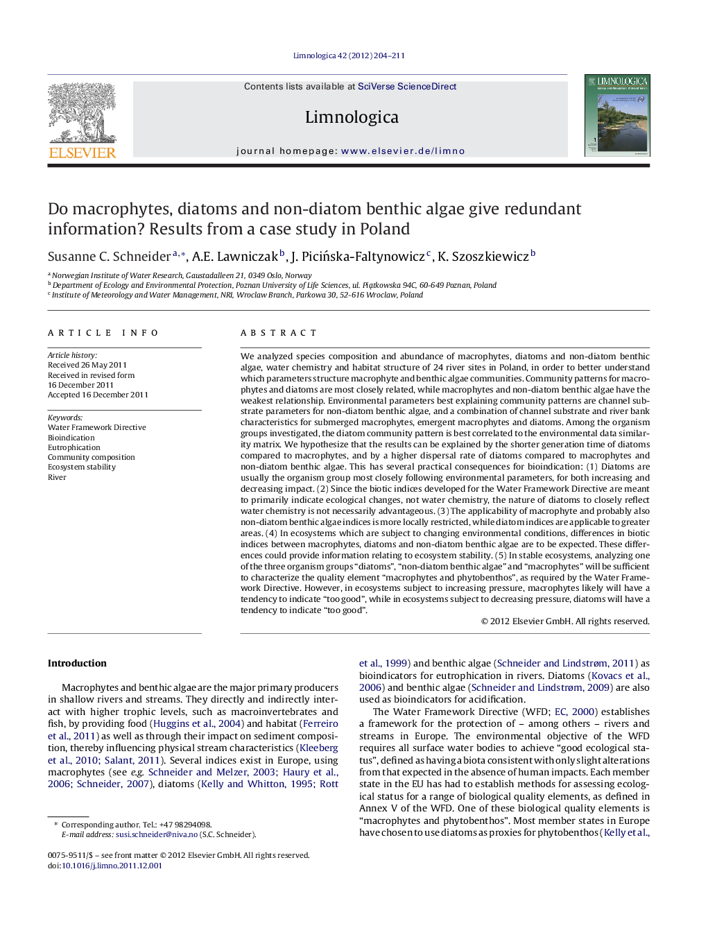 Do macrophytes, diatoms and non-diatom benthic algae give redundant information? Results from a case study in Poland