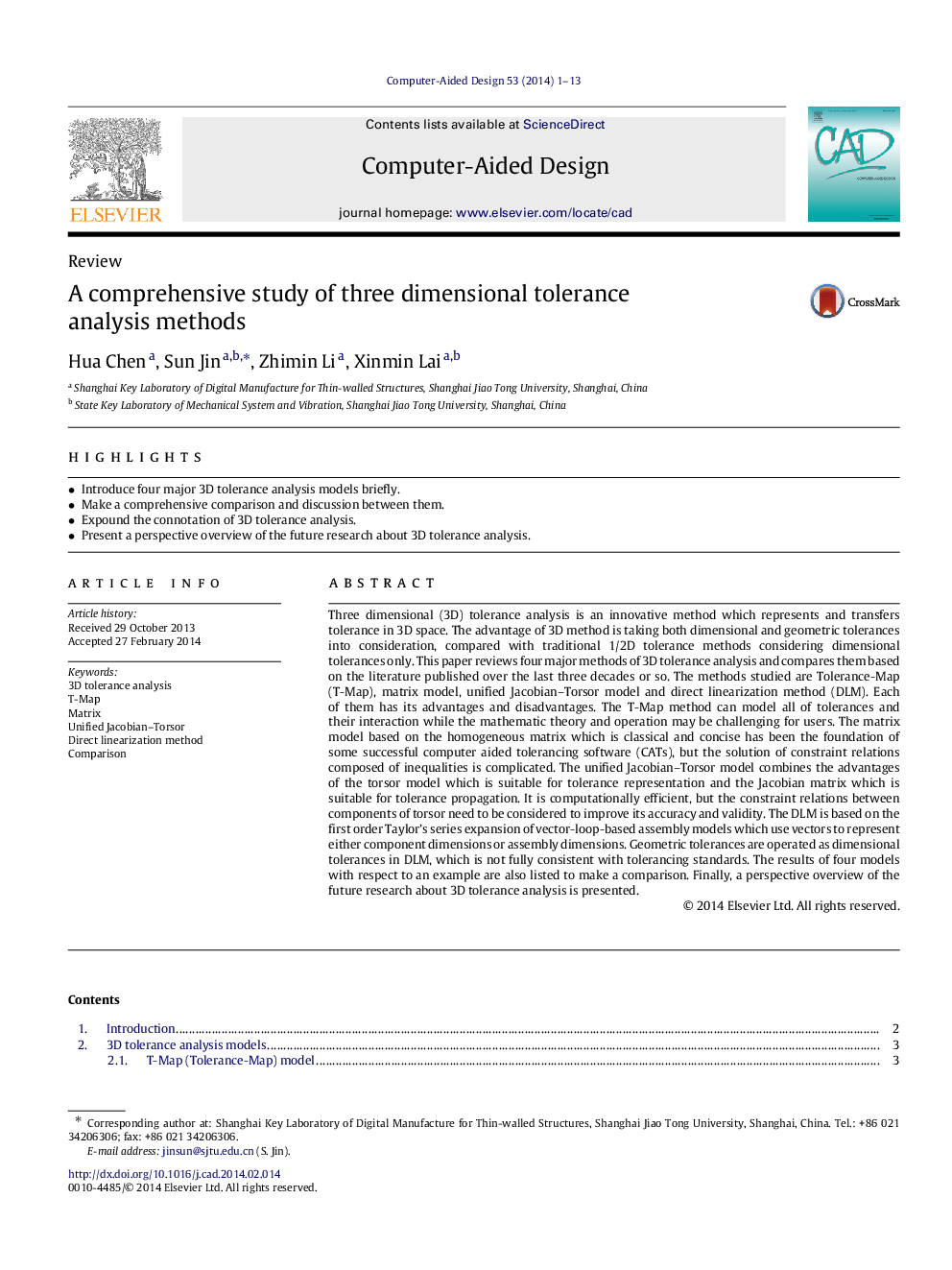 A comprehensive study of three dimensional tolerance analysis methods