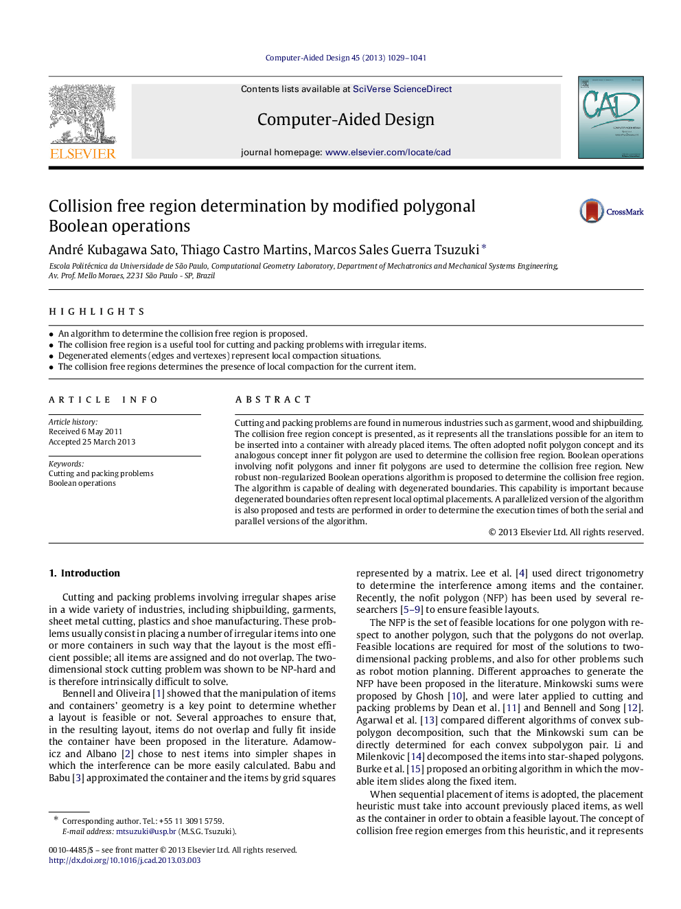 Collision free region determination by modified polygonal Boolean operations