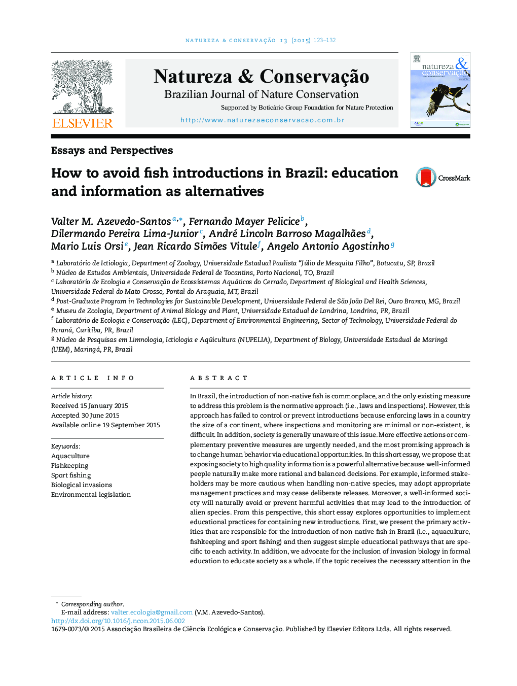 چگونگی اجتناب از معرفی ماهی در برزیل: آموزش و اطلاعات به عنوان جایگزین 