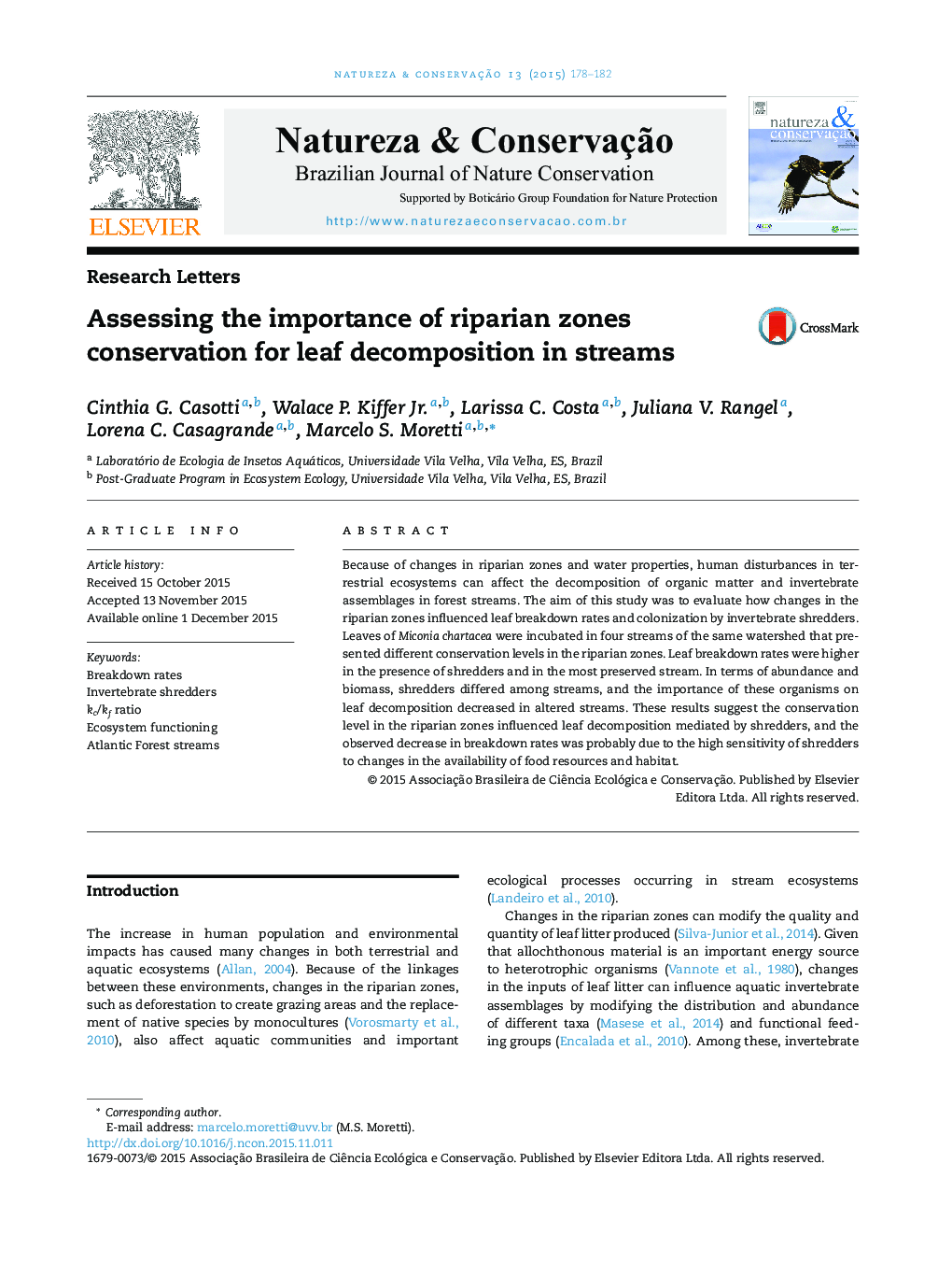 Assessing the importance of riparian zones conservation for leaf decomposition in streams