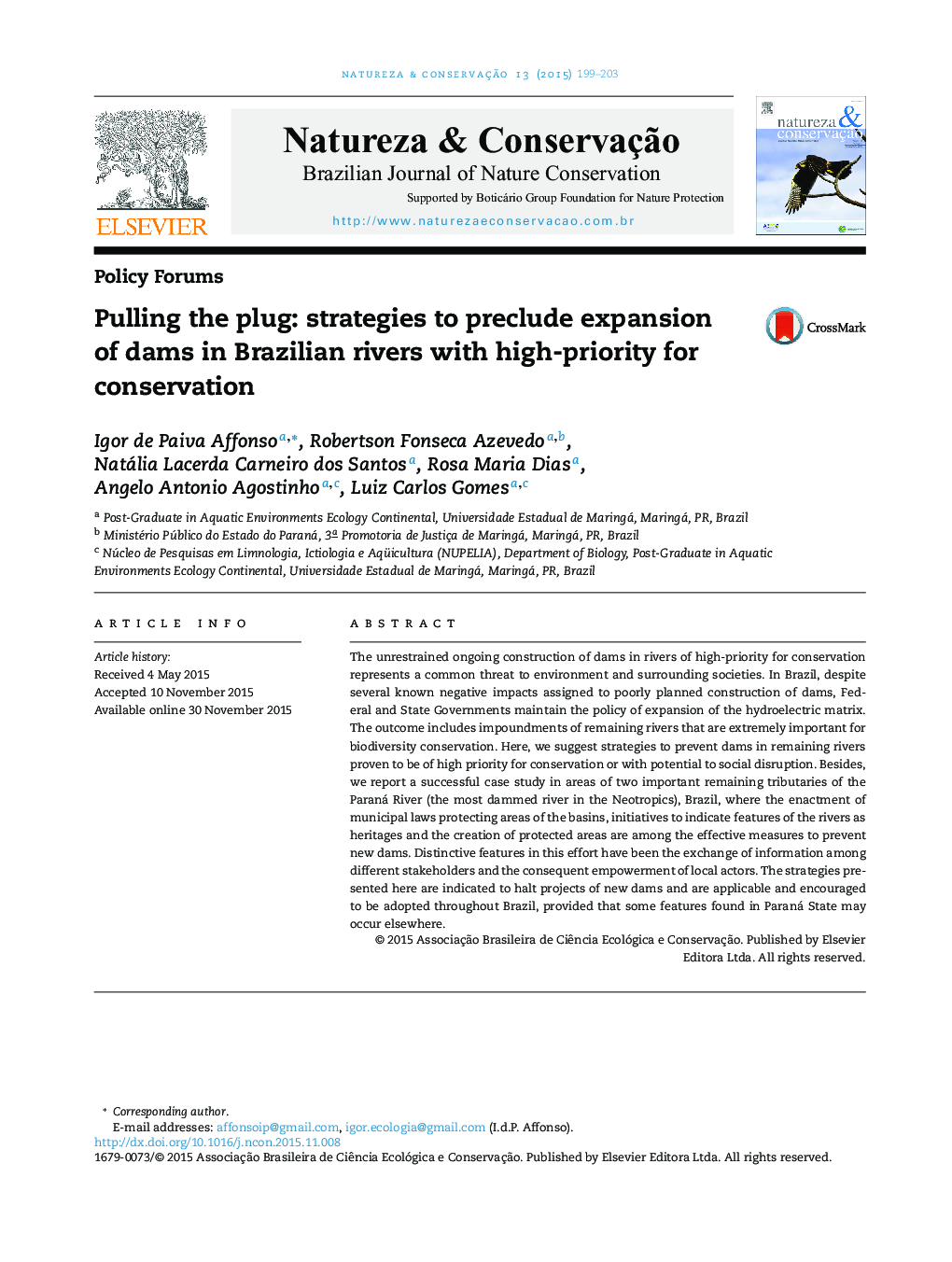 Pulling the plug: strategies to preclude expansion of dams in Brazilian rivers with high-priority for conservation