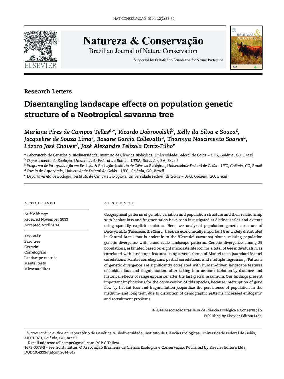 Disentangling landscape effects on population genetic structure of a Neotropical savanna tree