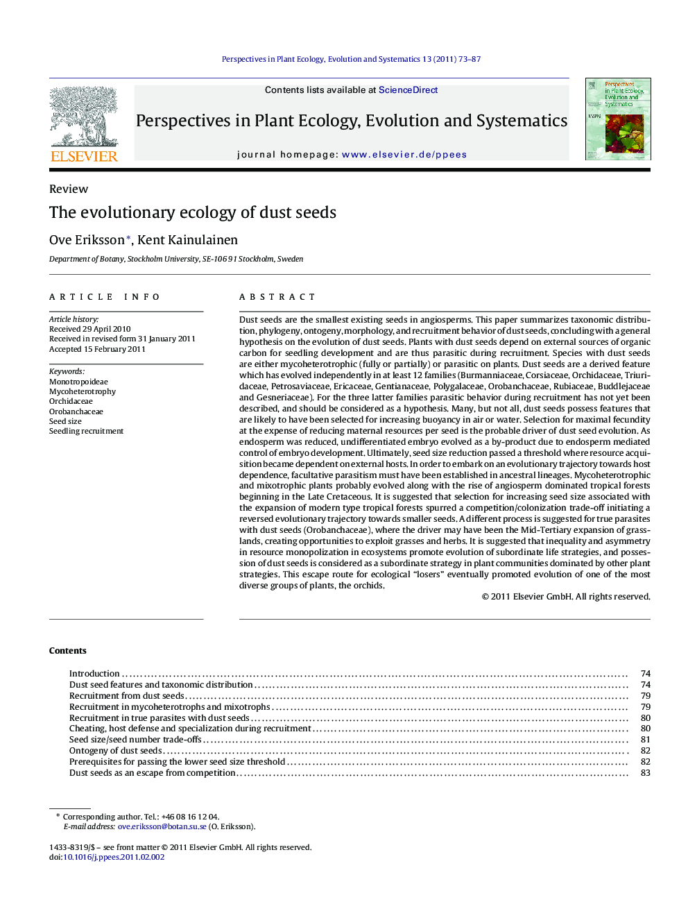 The evolutionary ecology of dust seeds