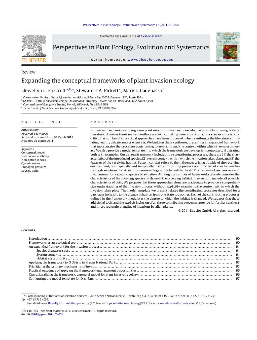 Expanding the conceptual frameworks of plant invasion ecology