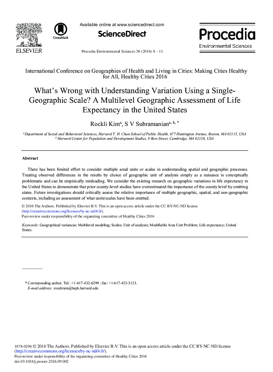What's Wrong with Understanding Variation Using a Single-geographic Scale? A Multilevel Geographic Assessment of Life Expectancy in the United States 
