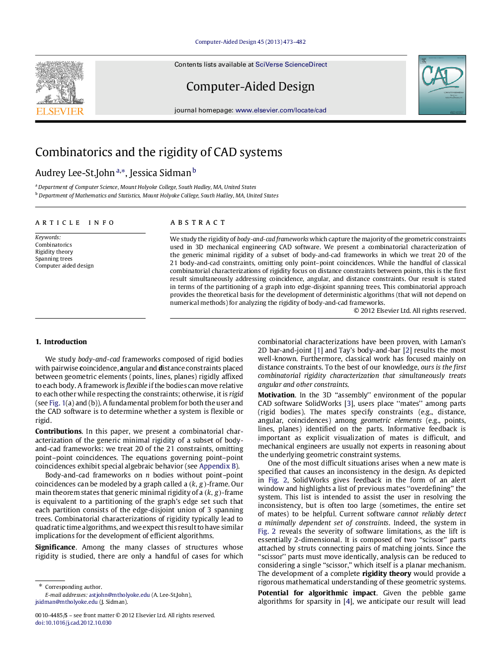 Combinatorics and the rigidity of CAD systems