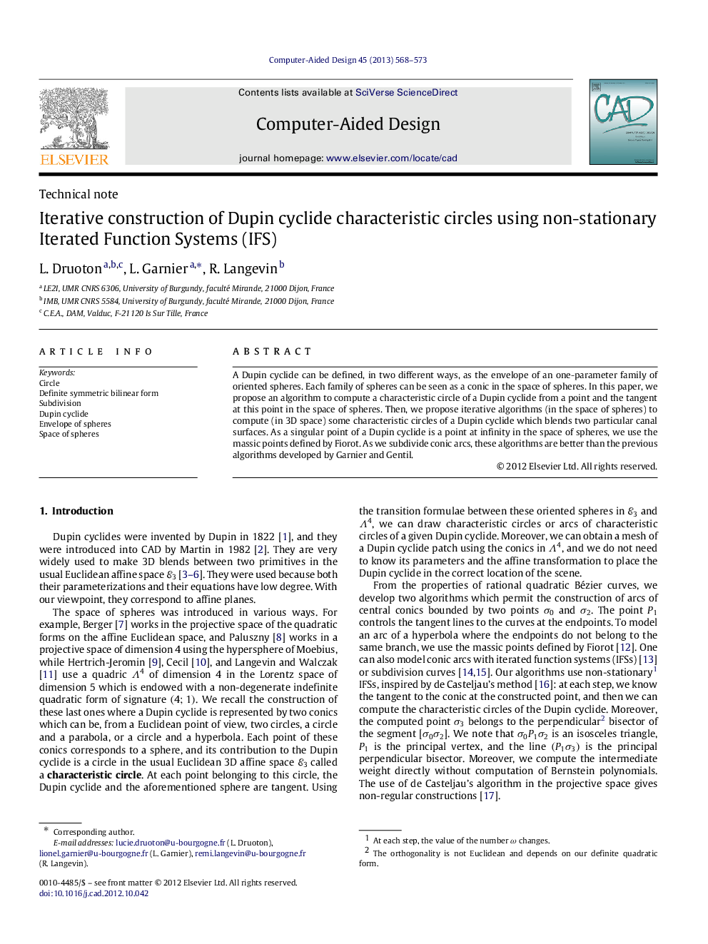 Iterative construction of Dupin cyclide characteristic circles using non-stationary Iterated Function Systems (IFS)