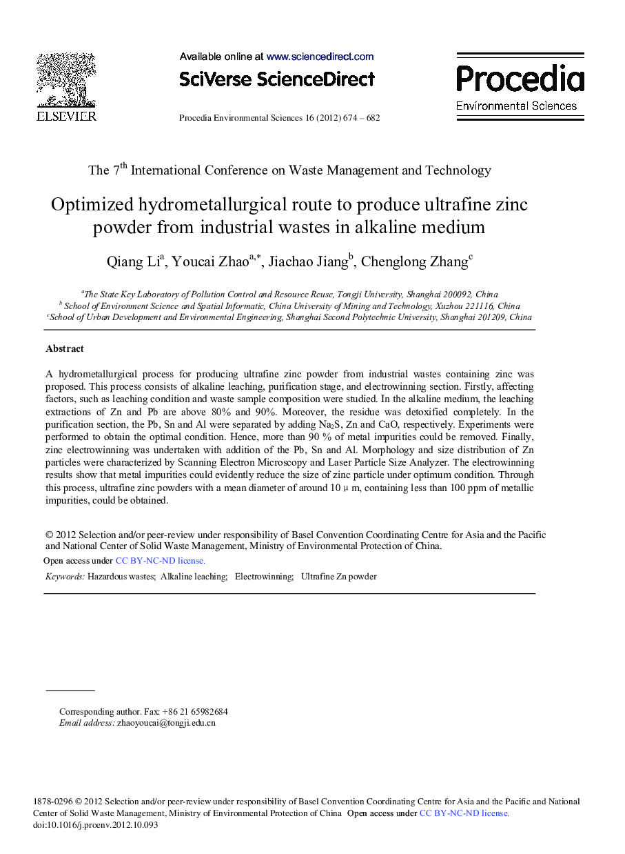 Optimized Hydrometallurgical Route to Produce Ultrafine Zinc Powder from Industrial Wastes in Alkaline Medium