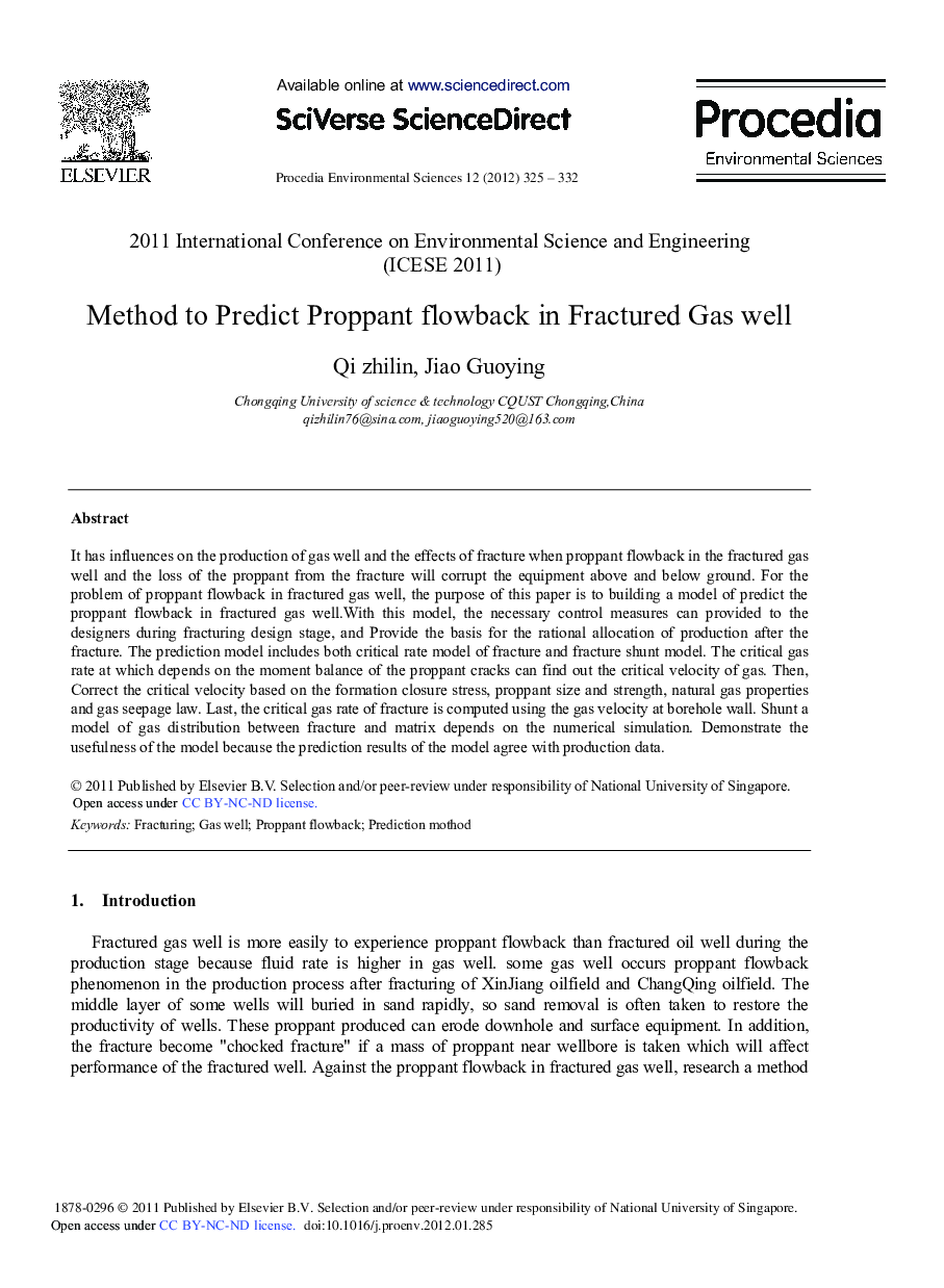 Method to Predict Proppant flowback in Fractured Gas well
