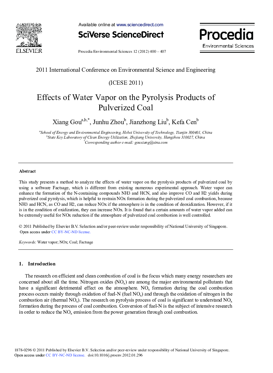 Effects of Water Vapor on the Pyrolysis Products of Pulverized Coal