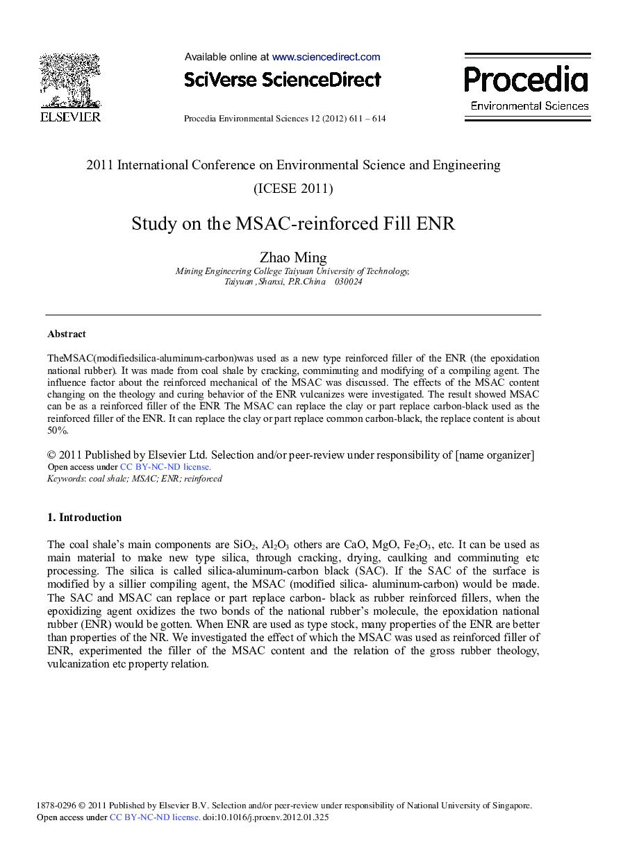 Study on the MSAC-reinforced Fill ENR