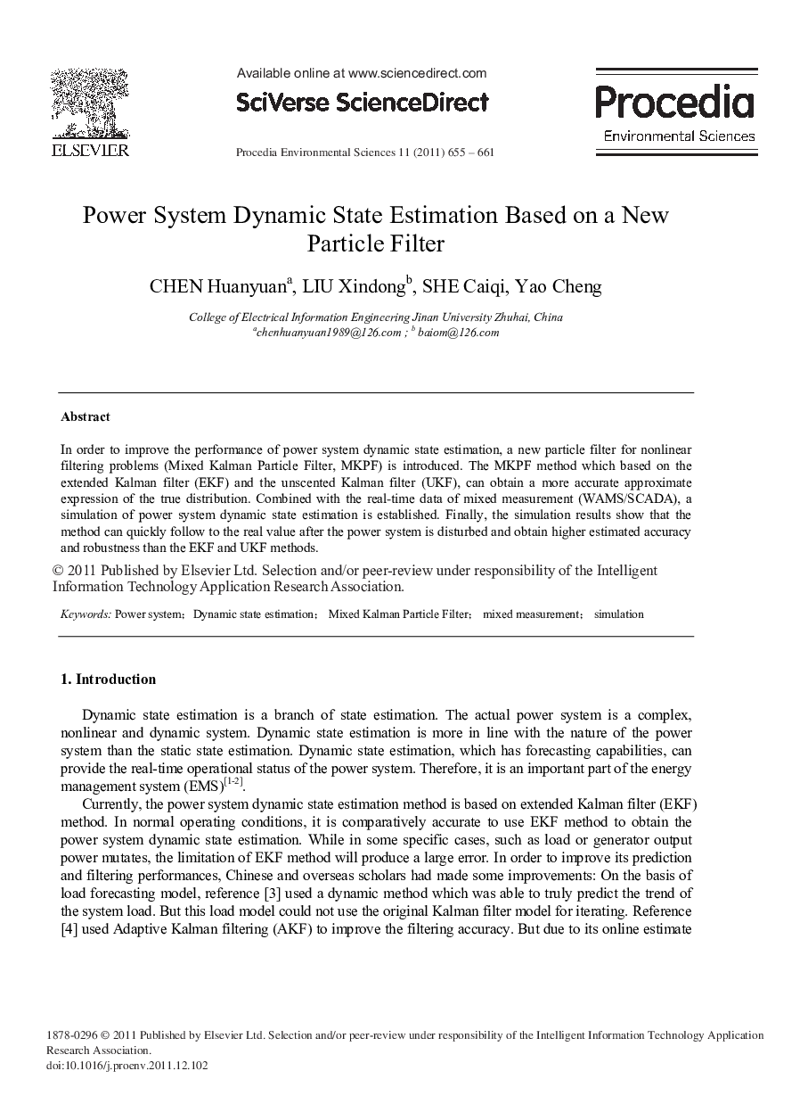 Power System Dynamic State Estimation Based on a New Particle Filter