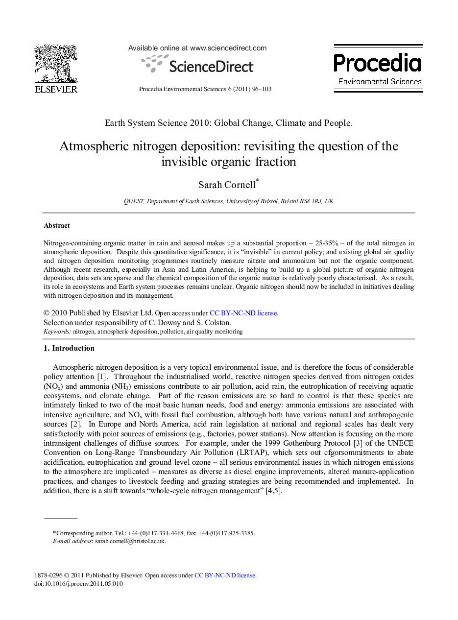 Atmospheric nitrogen deposition: revisiting the question of the invisible organic fraction