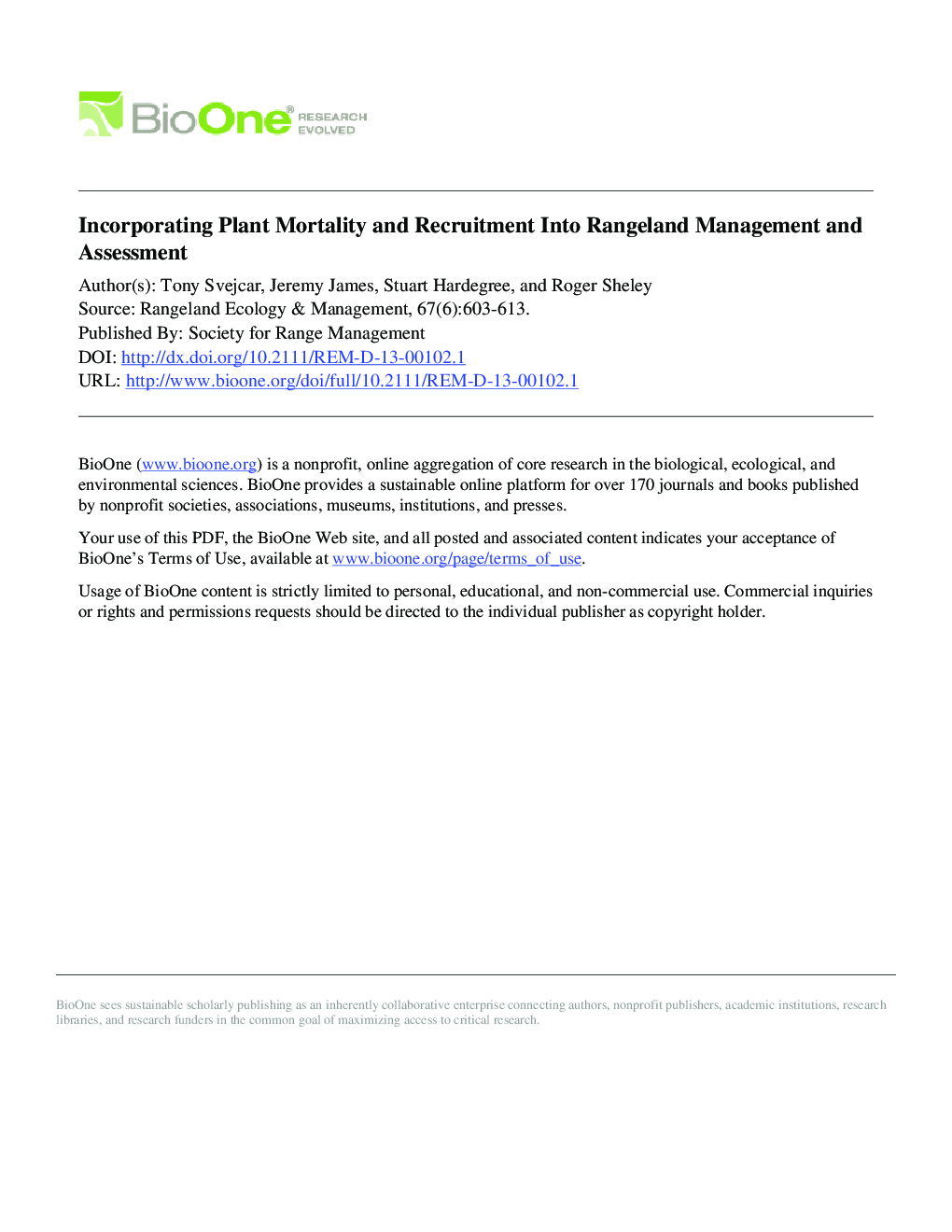 Incorporating Plant Mortality and Recruitment Into Rangeland Management and Assessment