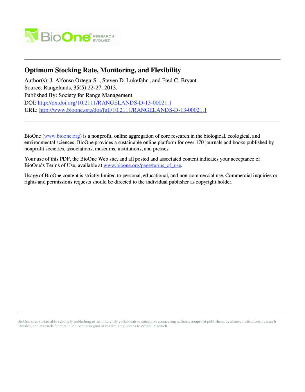 Optimum Stocking Rate, Monitoring, and Flexibility