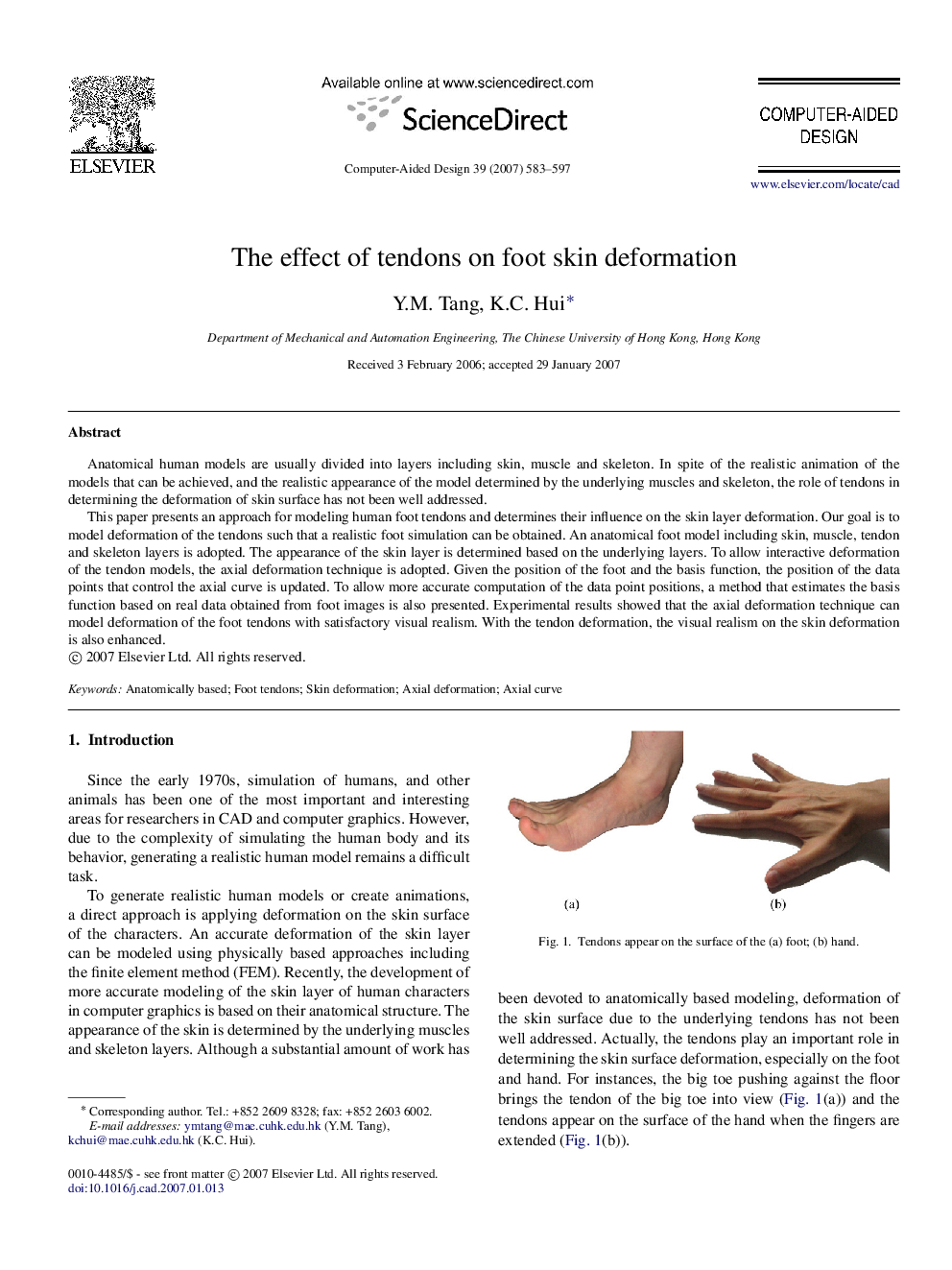 The effect of tendons on foot skin deformation