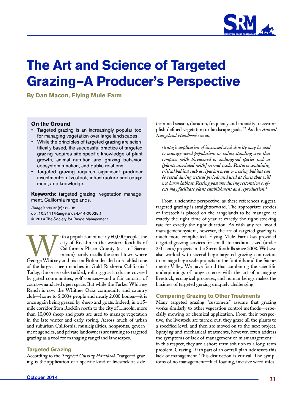 The Art and Science of Targeted Grazing-A Producer's Perspective