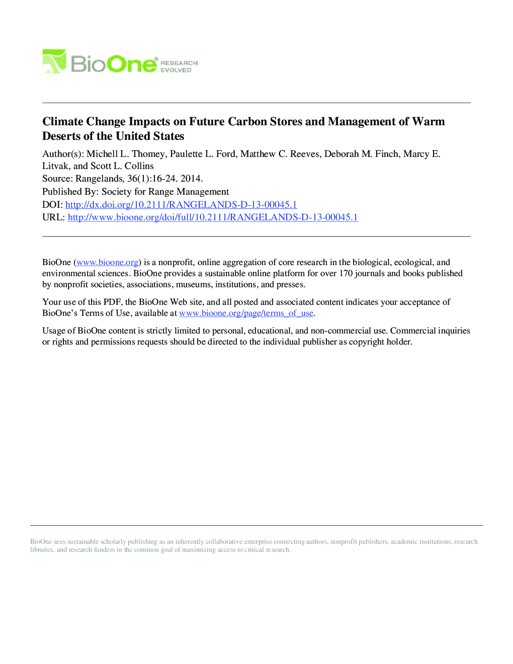 تاثیرات تغییرات آب و هوایی بر فروشگاه های آینده کربن و مدیریت بیابان های گرم ایالات متحده 
