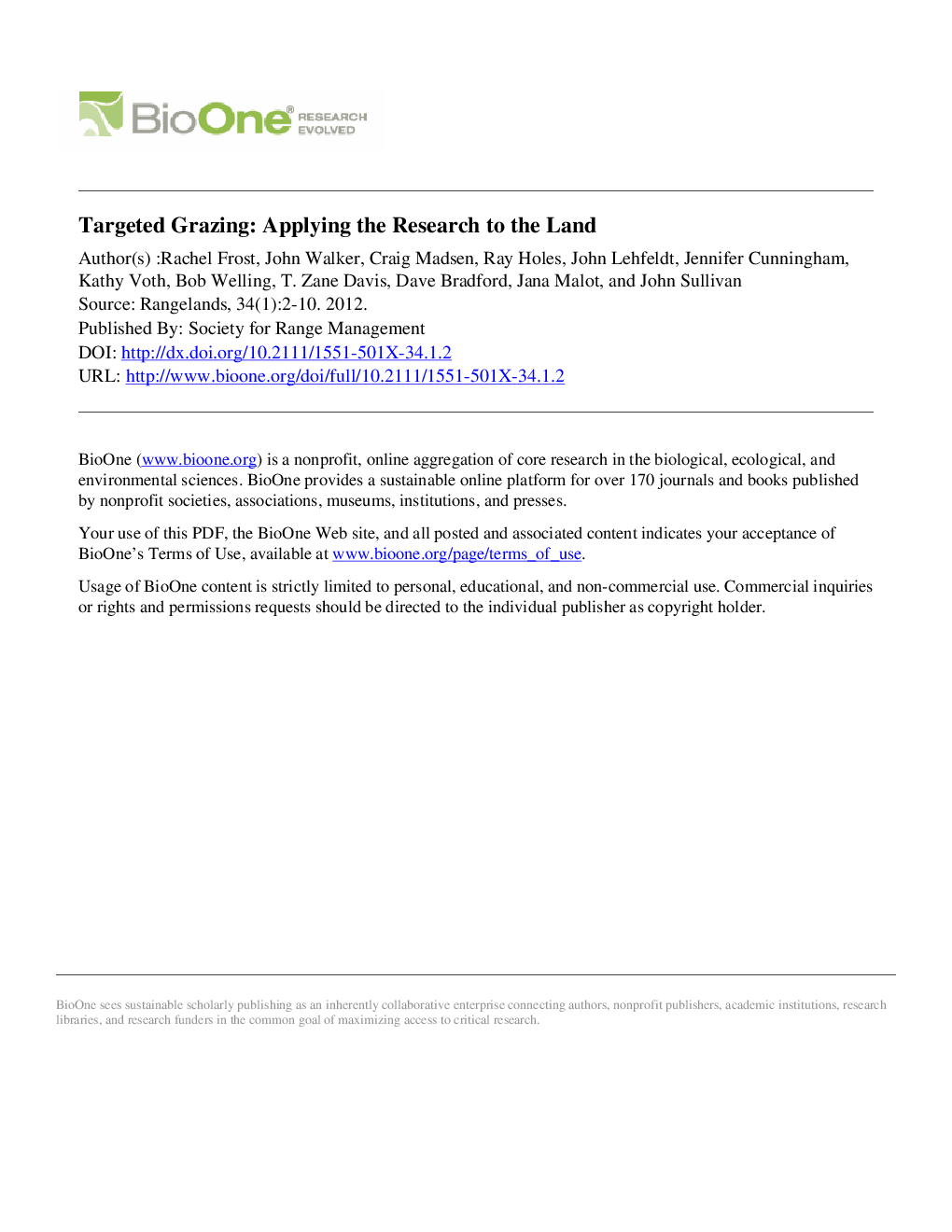 عکس صفحه اول مقاله: Targeted Grazing: Applying the Research to the Land Targeted Grazing: Applying the Research to the Land