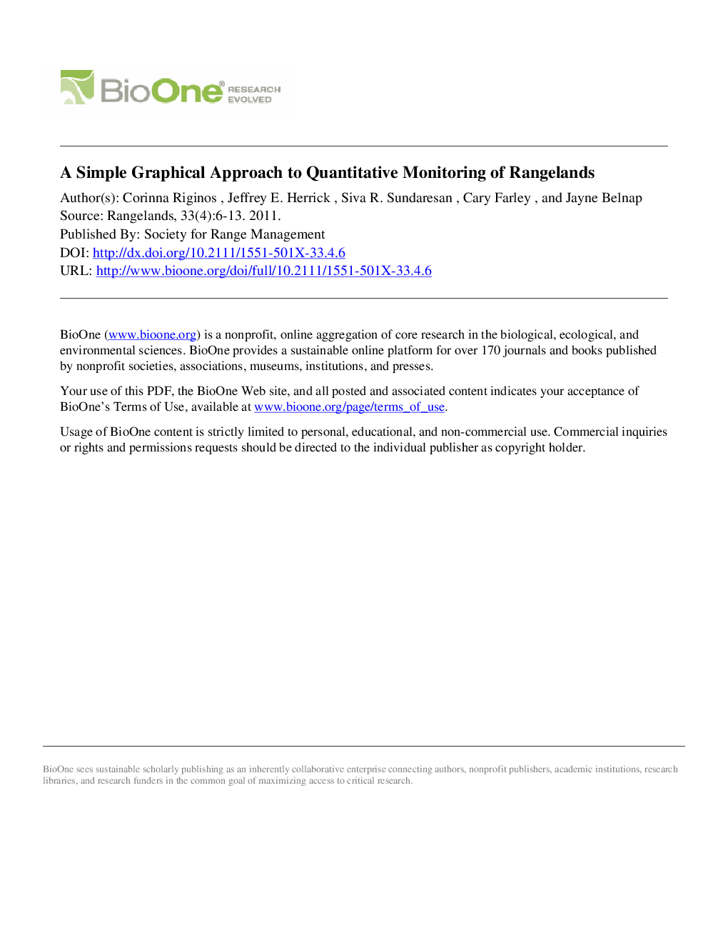 A Simple Graphical Approach to Quantitative Monitoring of Rangelands