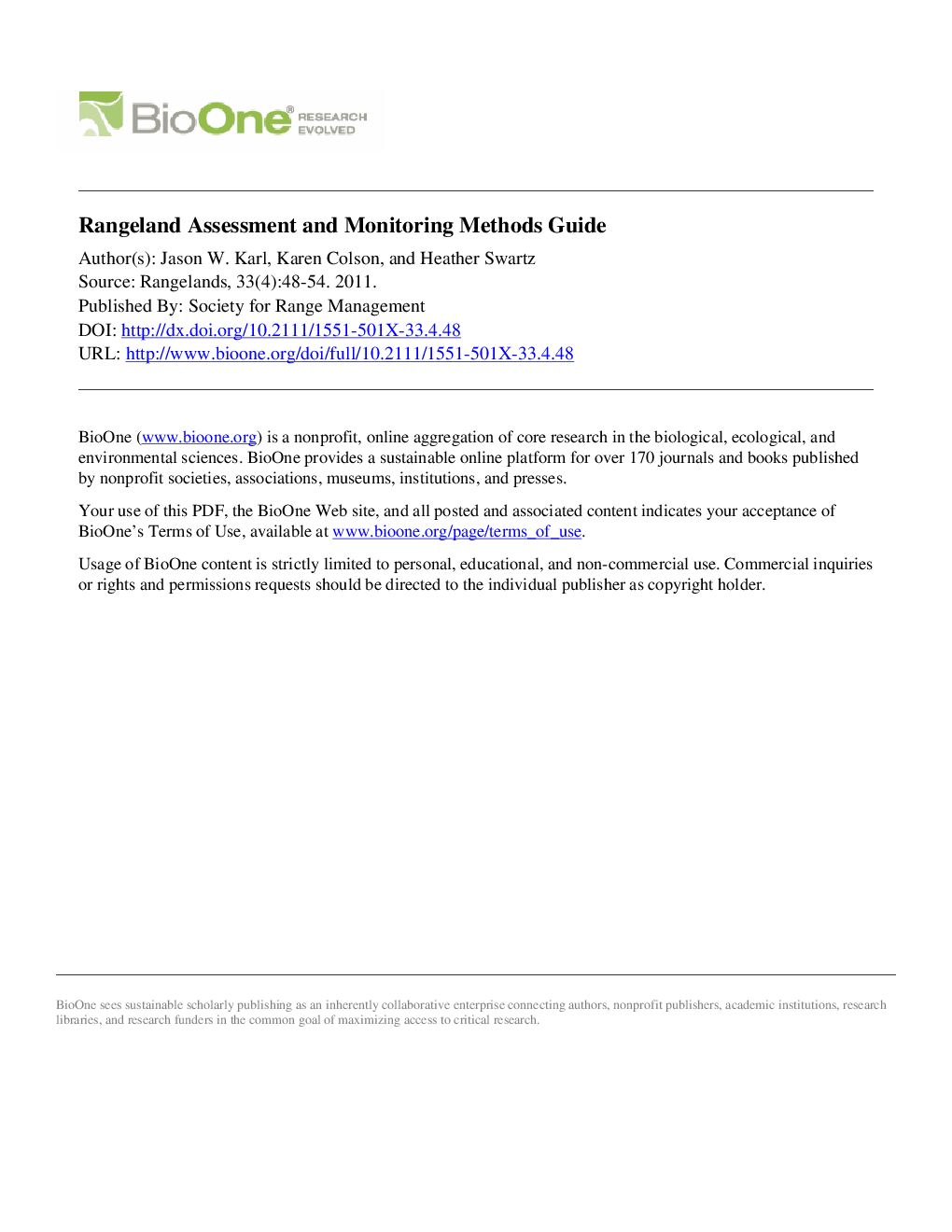 Rangeland Assessment and Monitoring Methods Guide