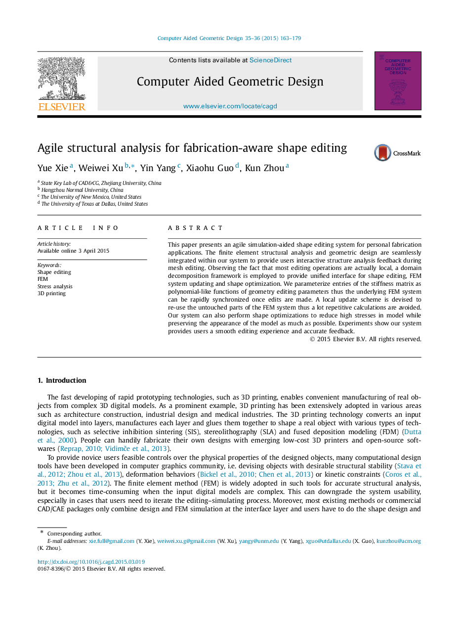 Agile structural analysis for fabrication-aware shape editing