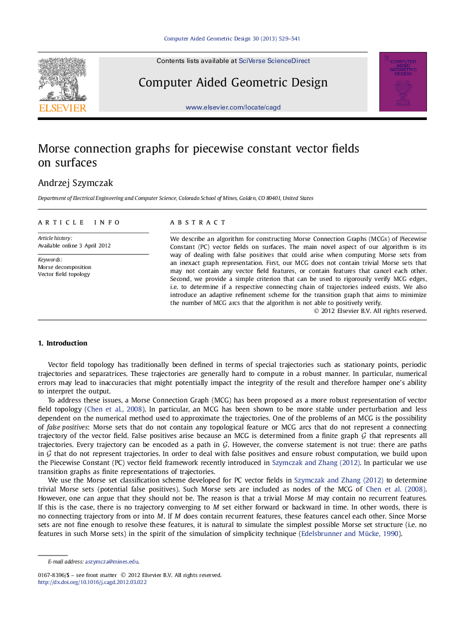 Morse connection graphs for piecewise constant vector fields on surfaces