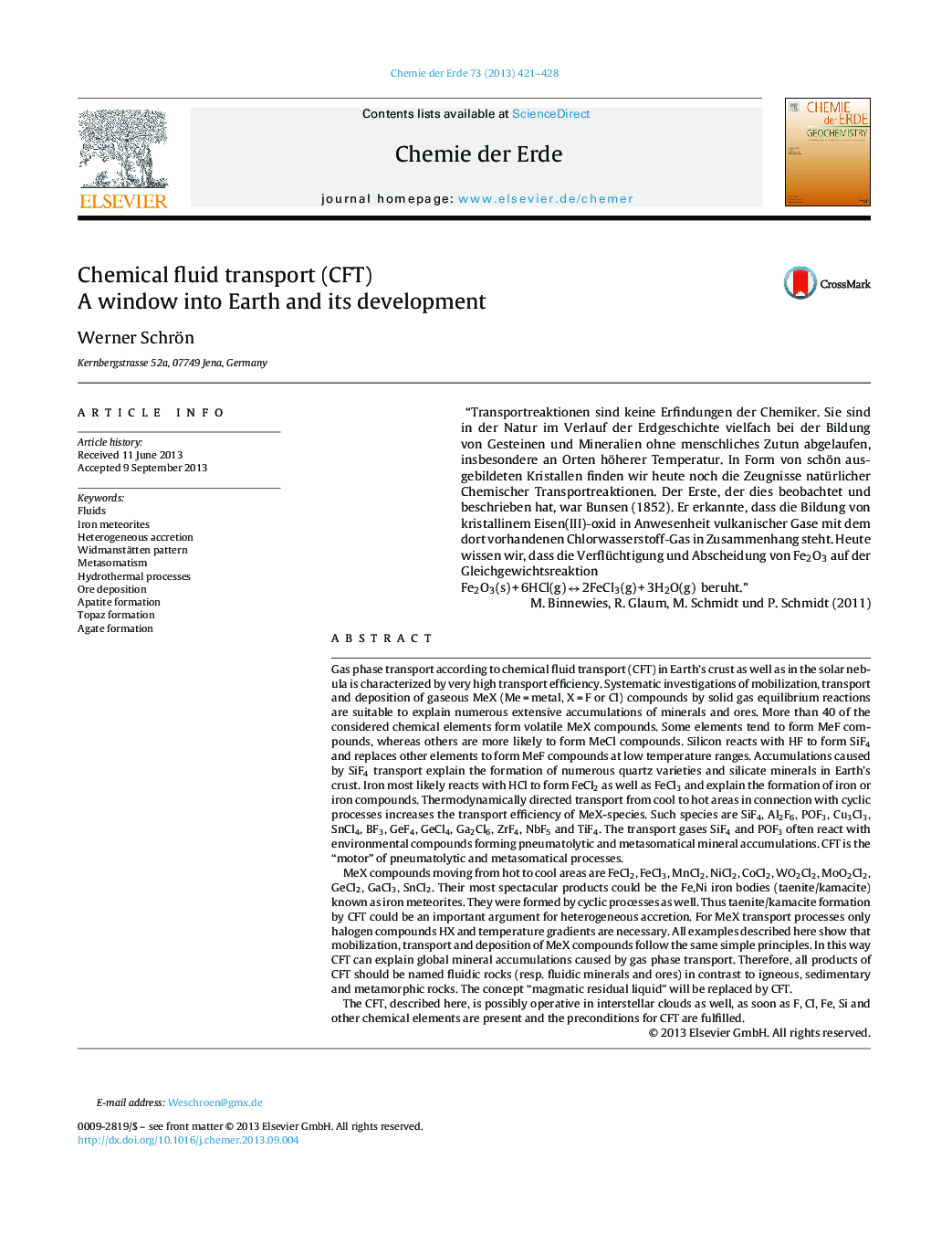 Chemical fluid transport (CFT)