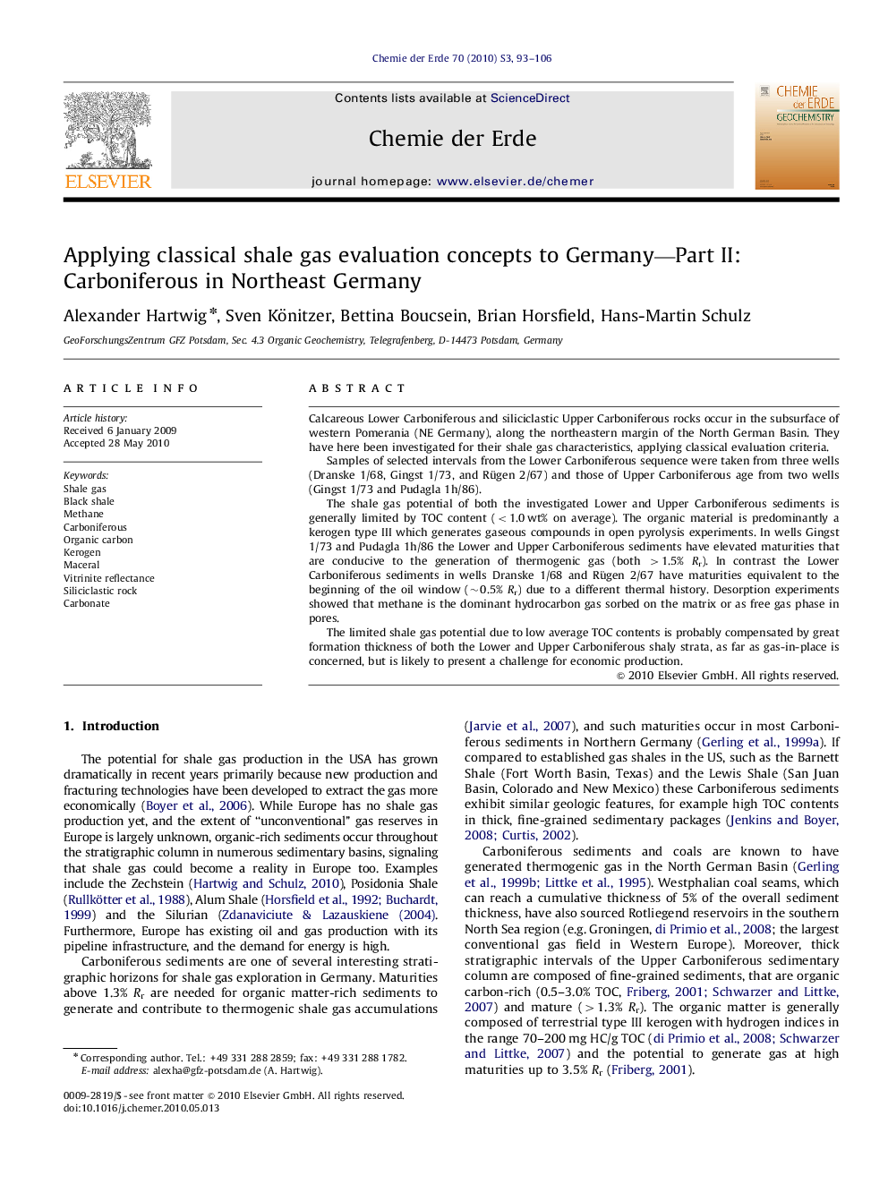 Applying classical shale gas evaluation concepts to Germany—Part II: Carboniferous in Northeast Germany