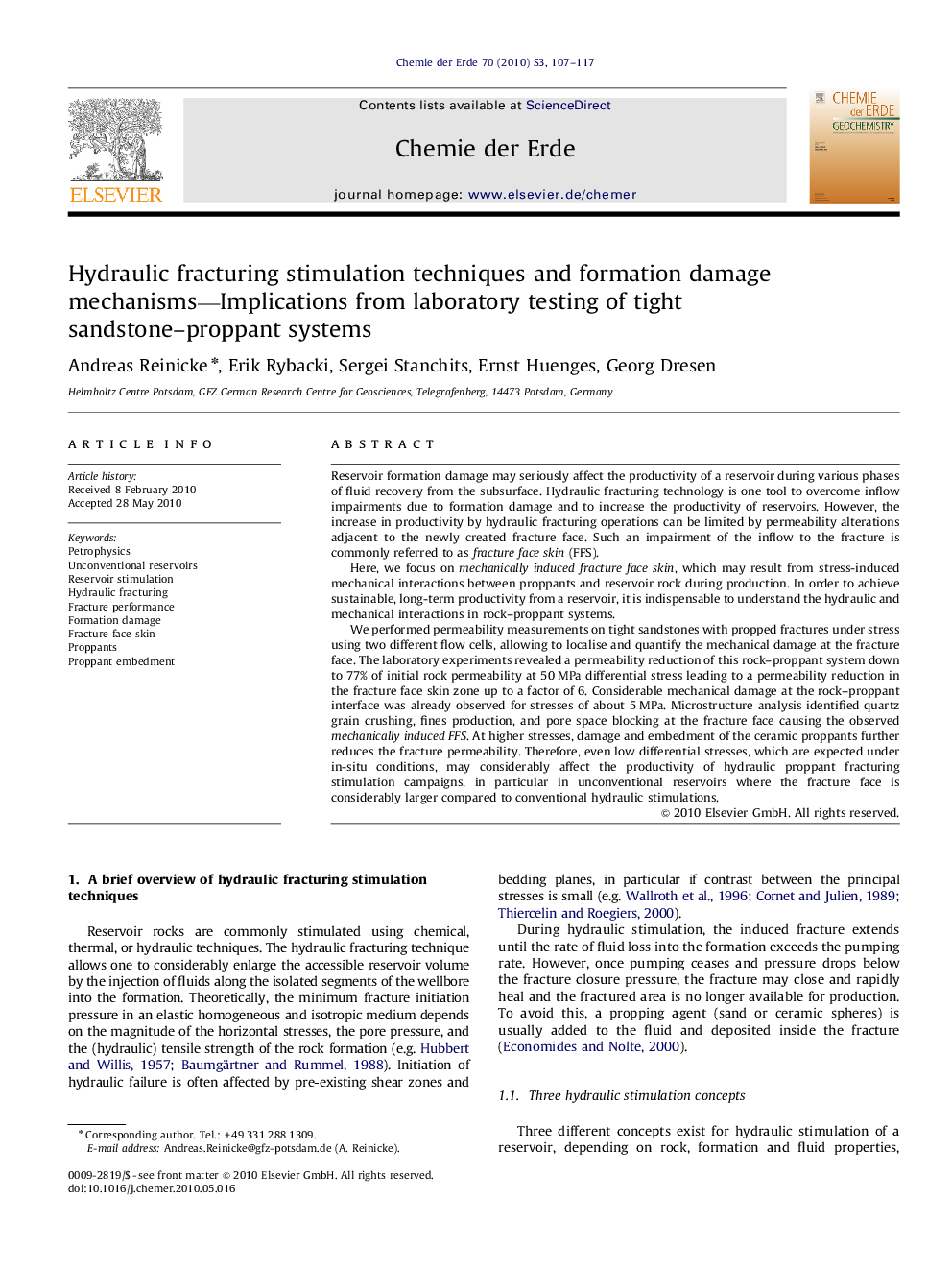 Hydraulic fracturing stimulation techniques and formation damage mechanisms—Implications from laboratory testing of tight sandstone–proppant systems