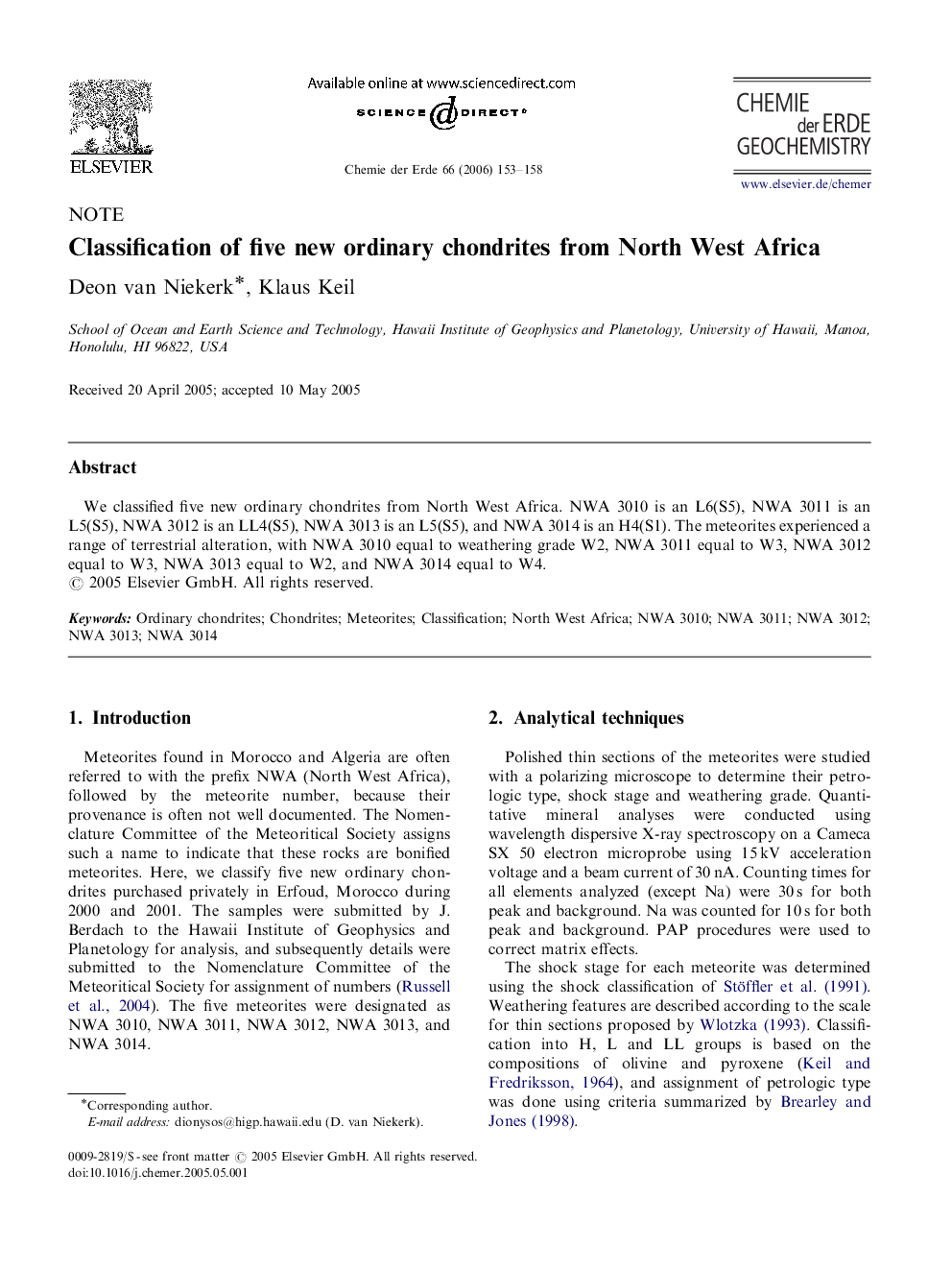 Classification of five new ordinary chondrites from North West Africa